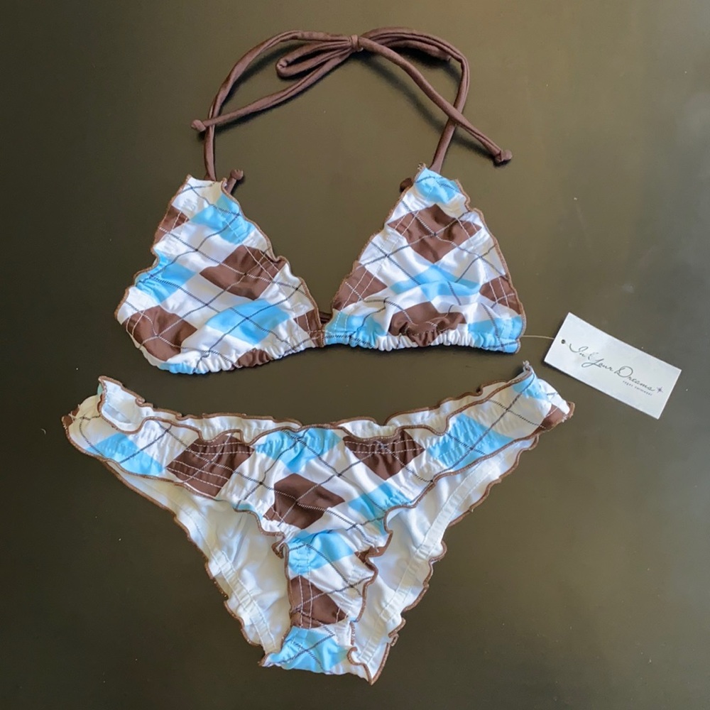 Baby blue Argyle Bikini